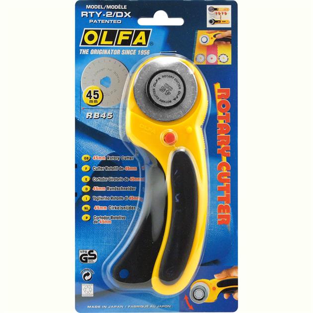 OLFA 45mm Deluxe Handle Ergonomic Rotary Cutter #RTY-2/DX (9654) - Cutex  Sewing Supplies